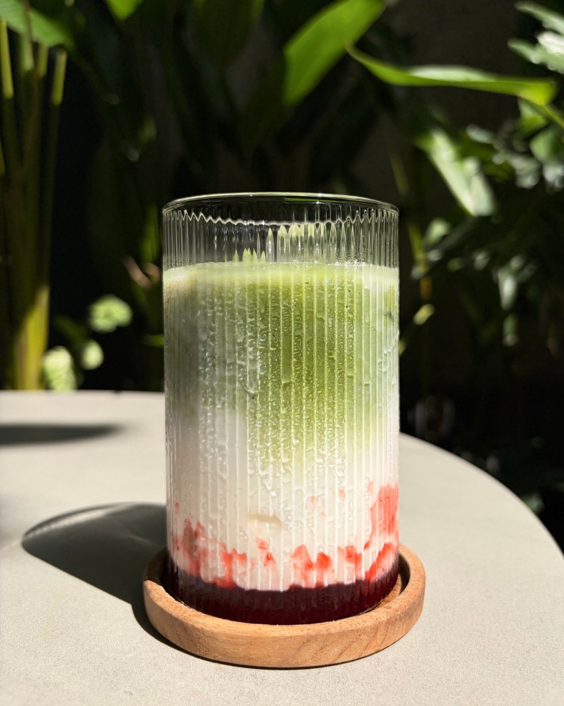 Iced strawberry matcha at Makers Cafe
