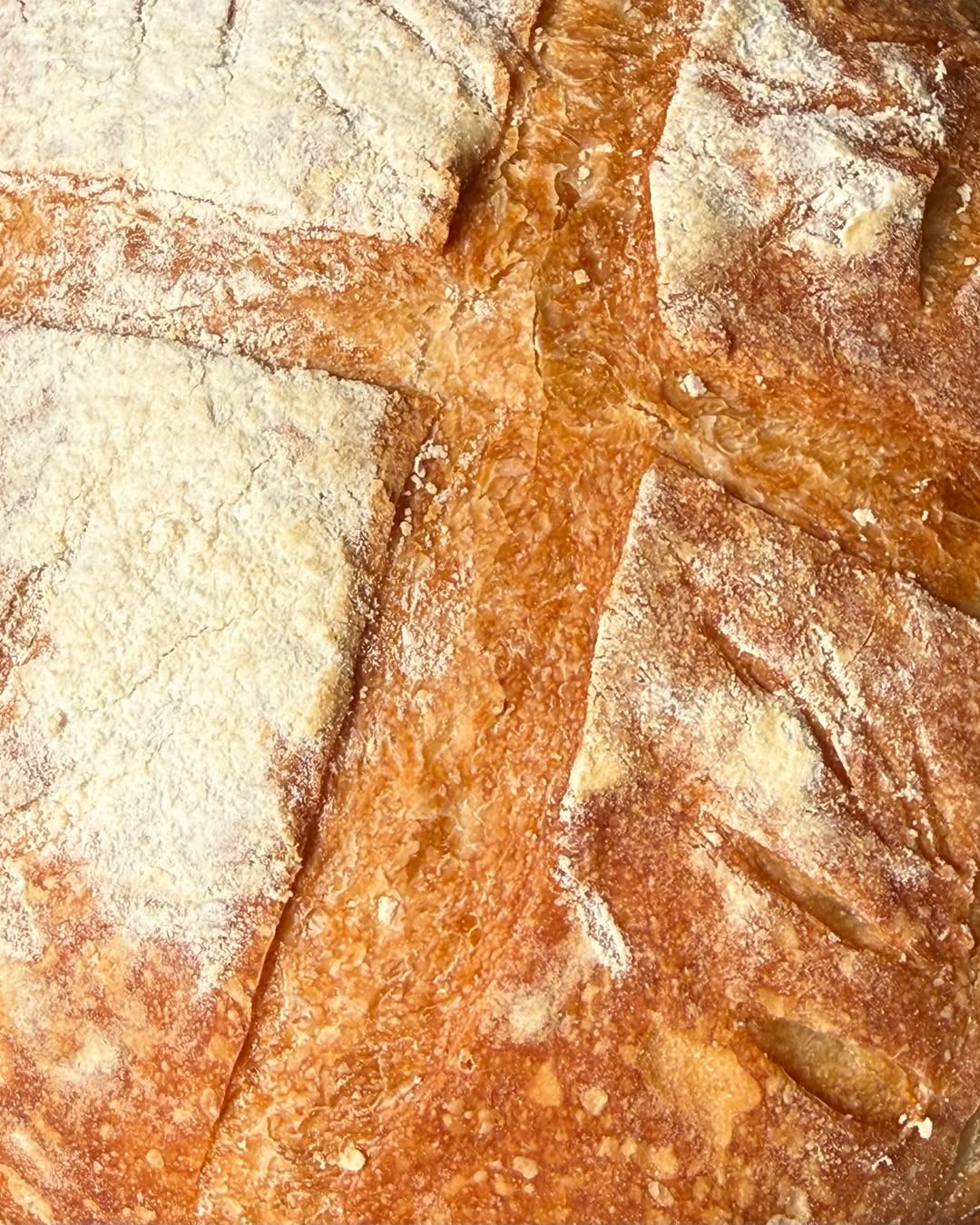 Close-up of freshly baked bread crust at Makers Cafe